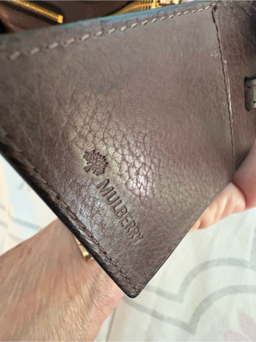 MULBERRY Designer Large Mabel Brown Pebbled Leather Shoulder Bag! Gold hardware! - Picture 9 of 16